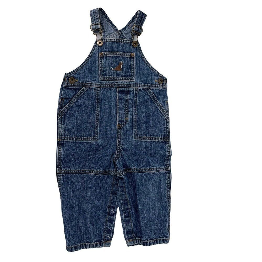 Kitestrings Denim Overalls Baby Boy Size 24 Month Blue Dog Embroidered Classic